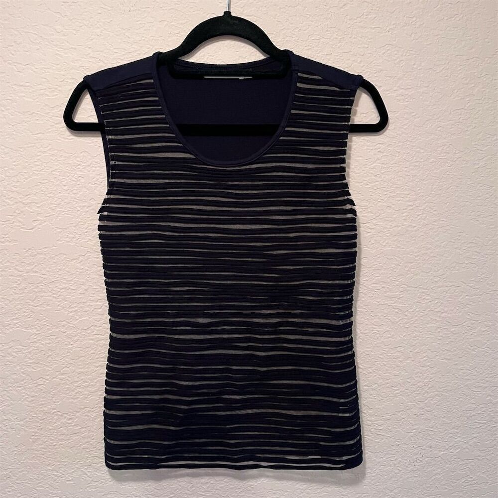*30off3* Women's Black Striped V-Neck Sleeveless Tank Top S‎ - Picture 3 of 5